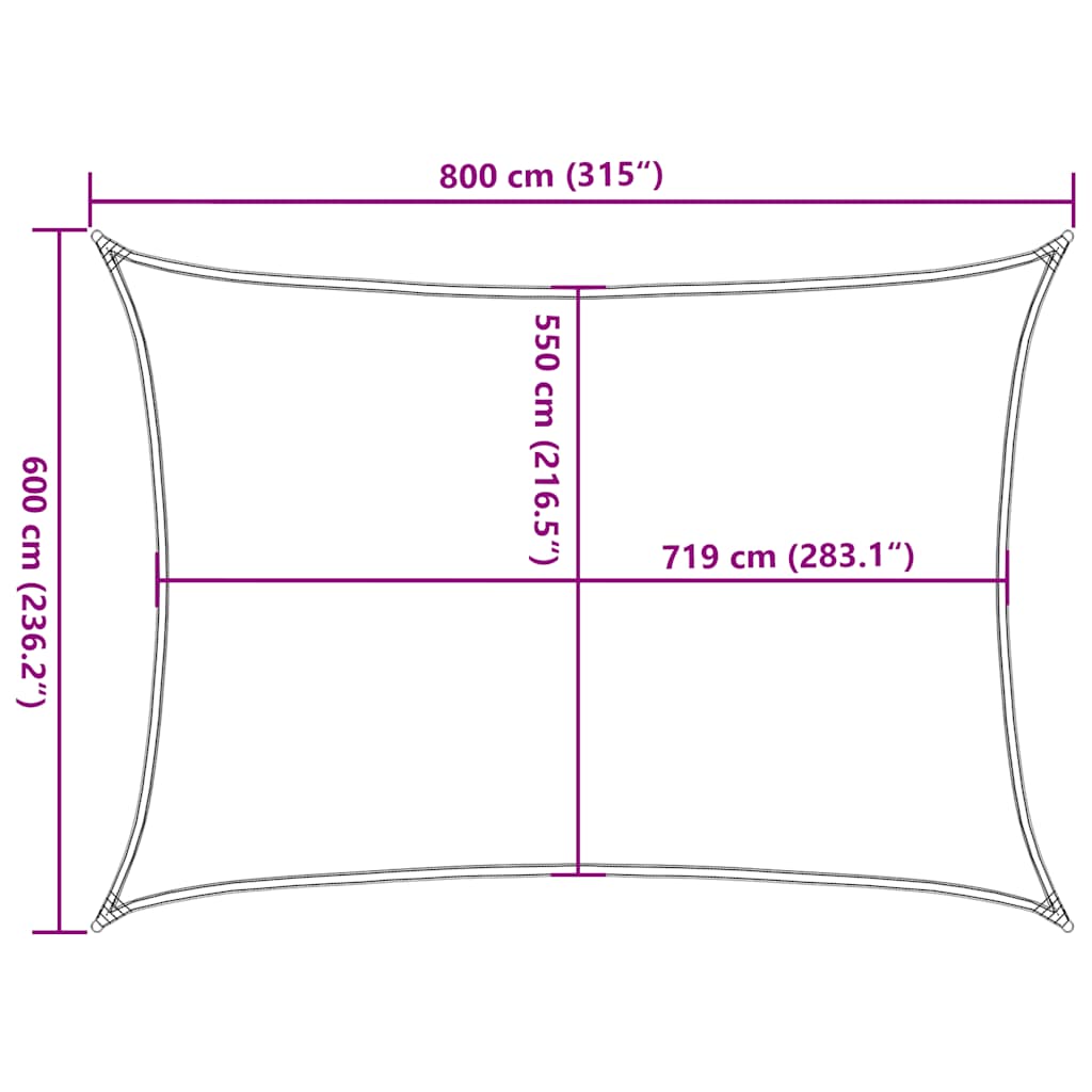 Sonnensegel 160 g/m² Taupe 6x8 m HDPE