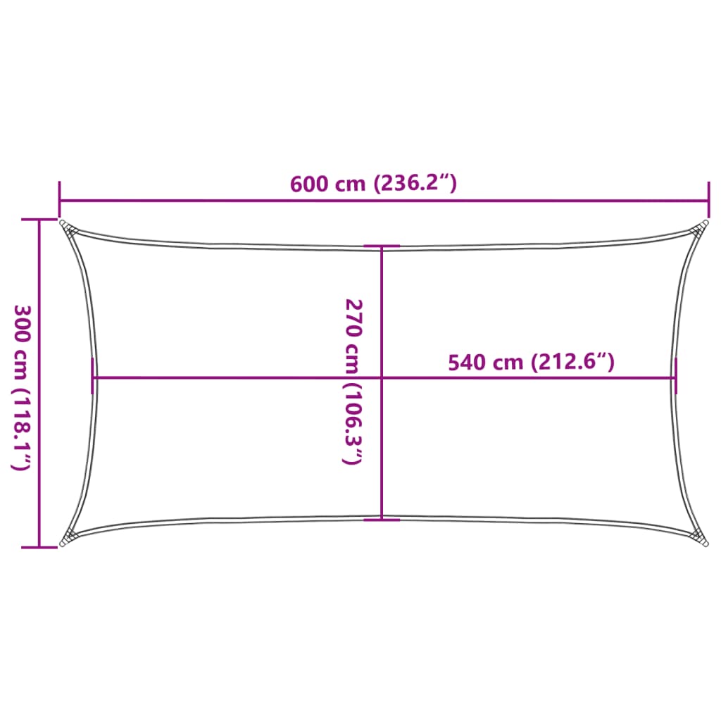 Sonnensegel 160 g/m² Dunkelgrün 3x6 m HDPE