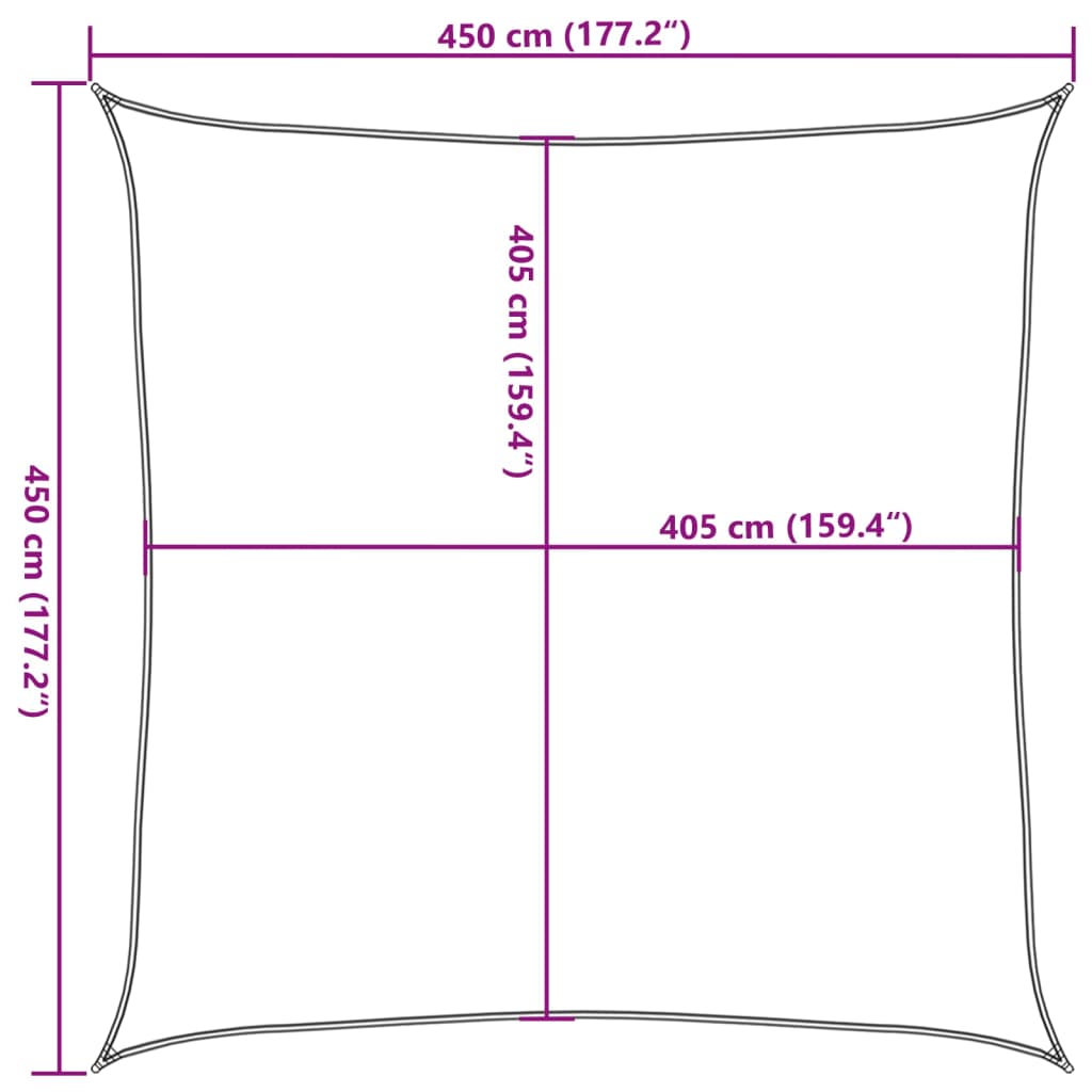 Sonnensegel 160 g/m² Quadratisch Blau 4,5x4,5 m HDPE