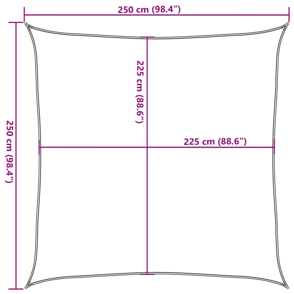 Sonnensegel 160 g/m² Gelb 2,5x2,5 m HDPE