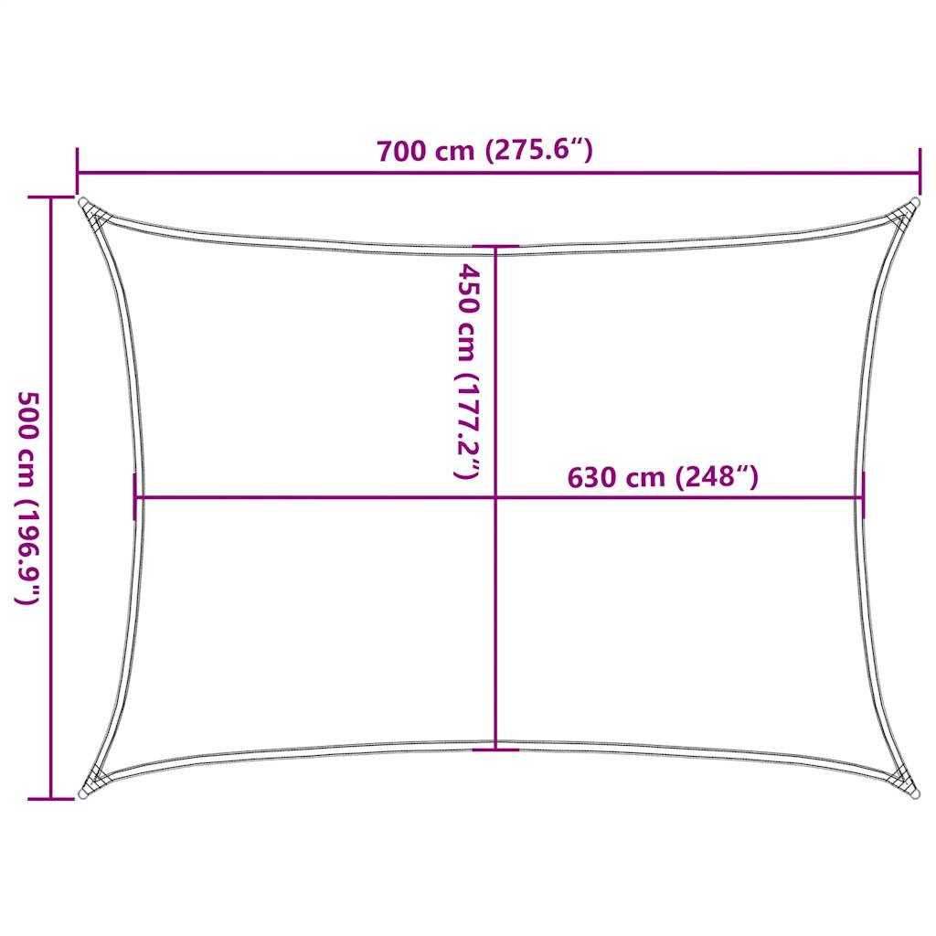 Sonnensegel 160 g/m² Rechteckig Gelb 5x7 m HDPE