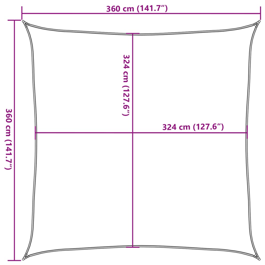 Sonnensegel 160 g/m² Orange 3,6x3,6 m HDPE