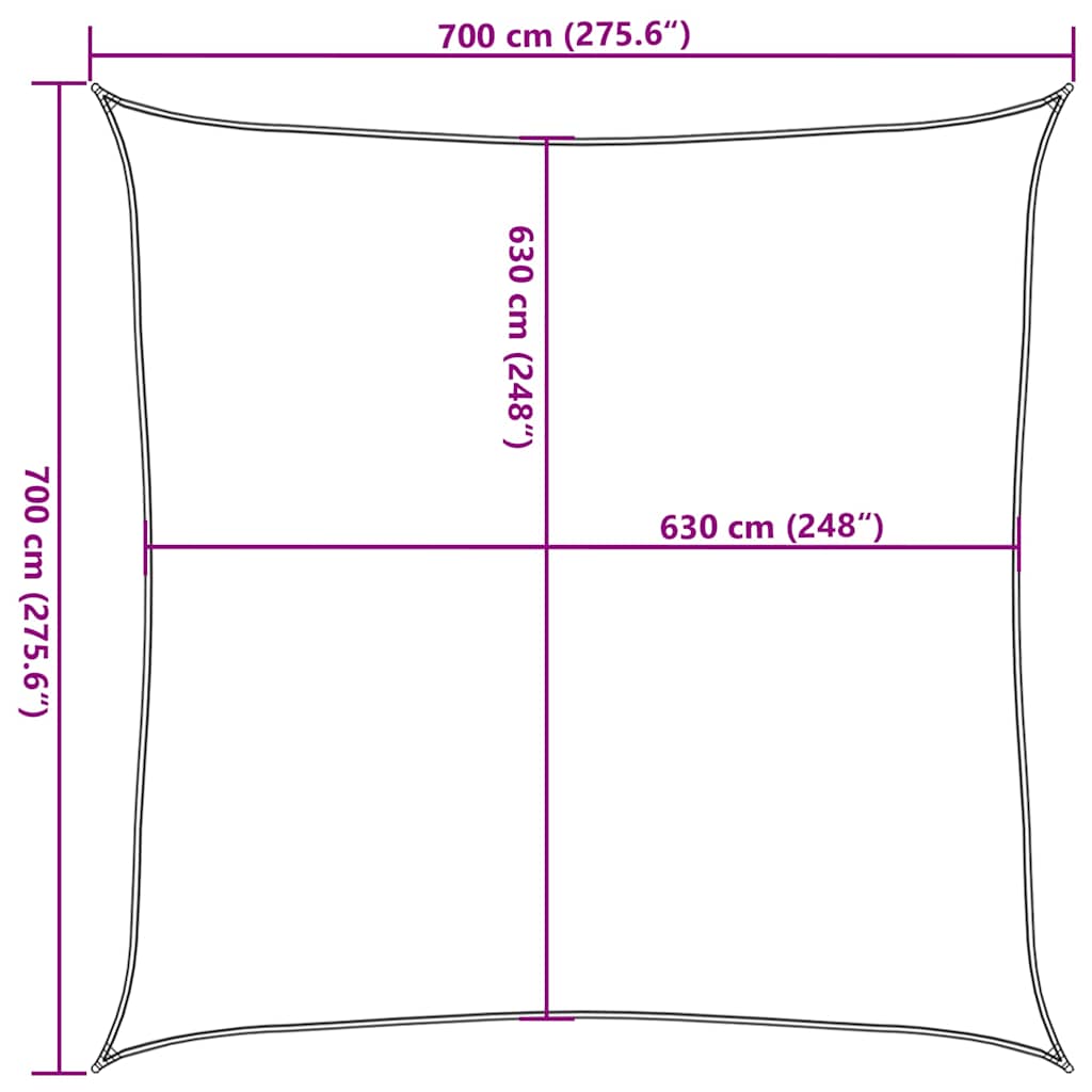 Sonnensegel 160 g/m² Quadratisch Orange 7x7 m HDPE