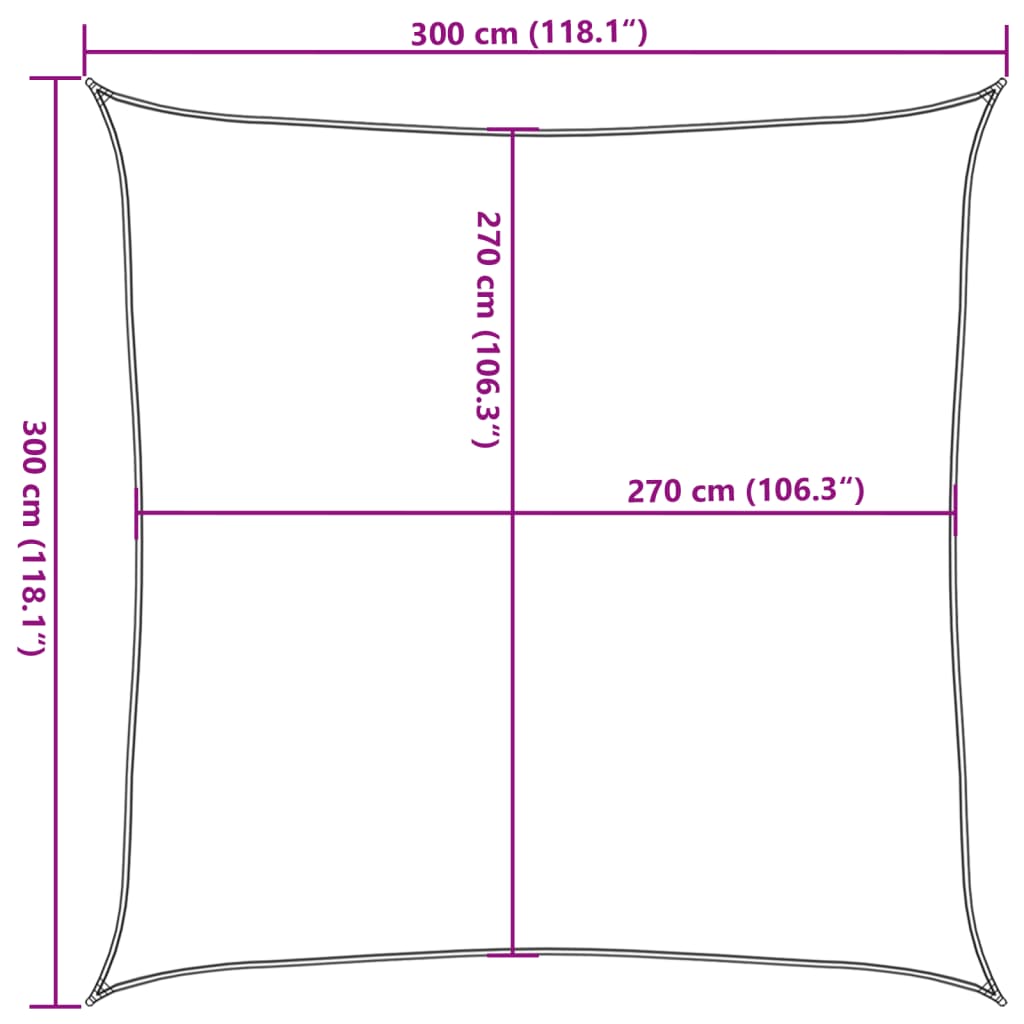 Sonnensegel 160 g/m² Schwarz 3x3 m HDPE