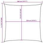 Sonnensegel 160 g/m² Schwarz 3,6x3,6 m HDPE