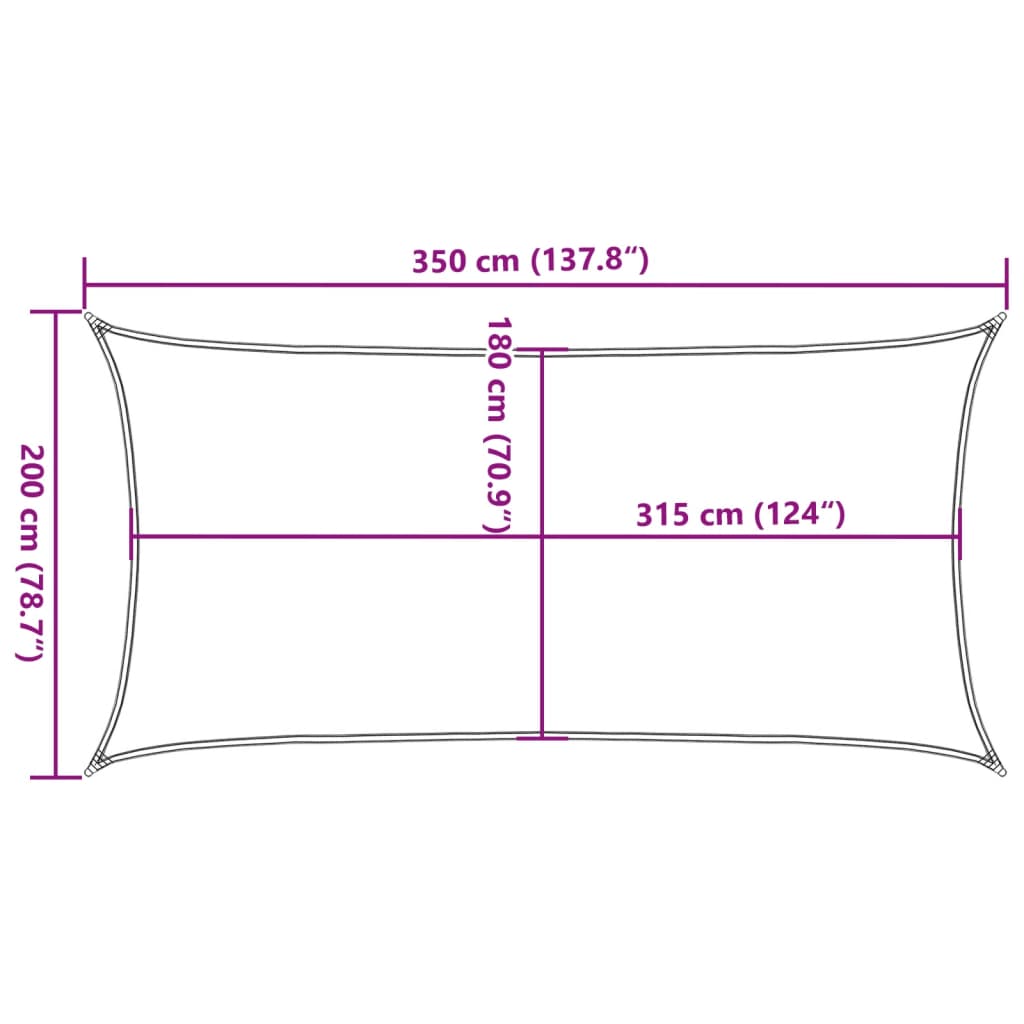 Sonnensegel 160 g/m² Schwarz 2x3,5 m HDPE