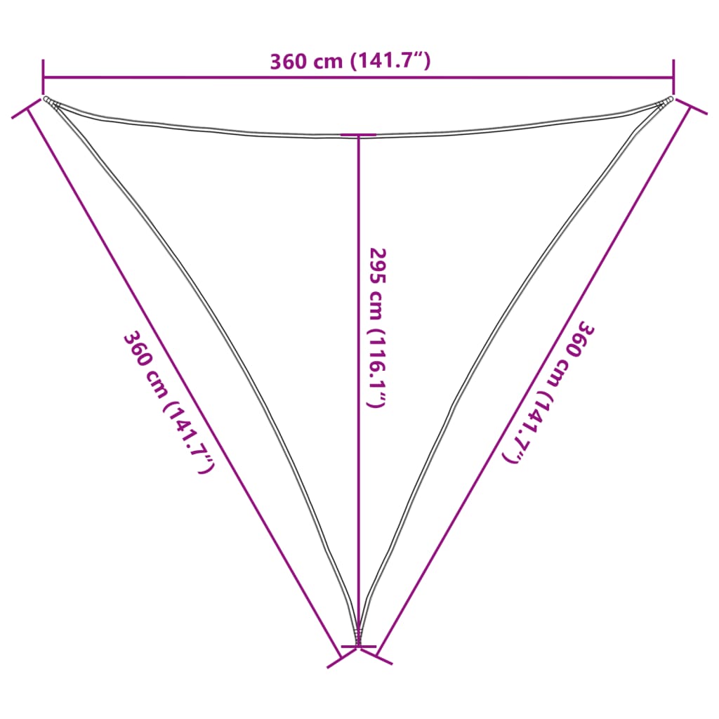 Sonnensegel 160 g/m² Schwarz 3,6x3,6x3,6 m HDPE