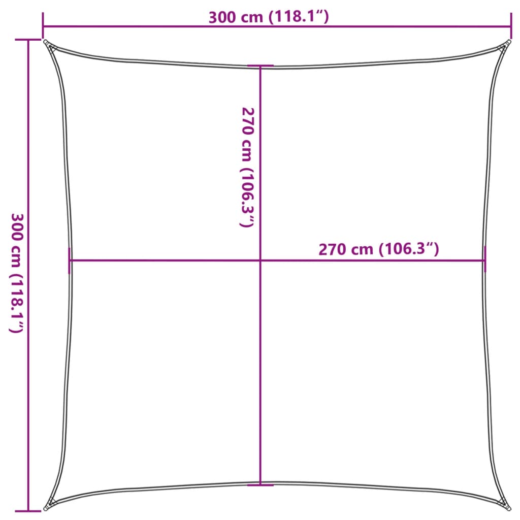 Sonnensegel 160 g/m² Braun 3x3 m HDPE