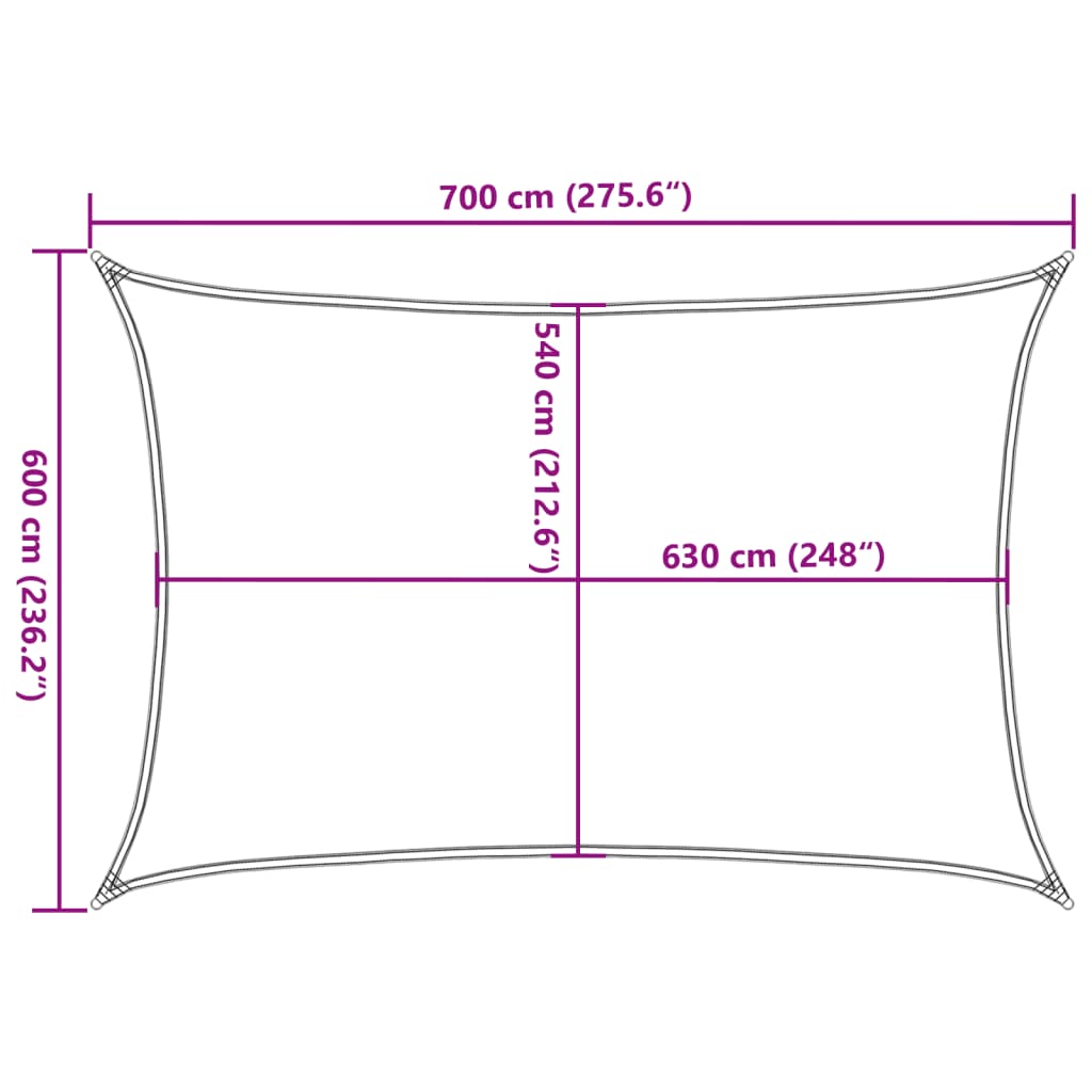 Sonnensegel 160 g/m² Braun 6x7 m HDPE