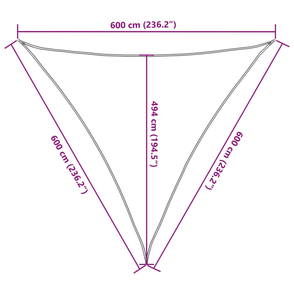 Sonnensegel 160 g/m² Braun 6x6x6 m HDPE