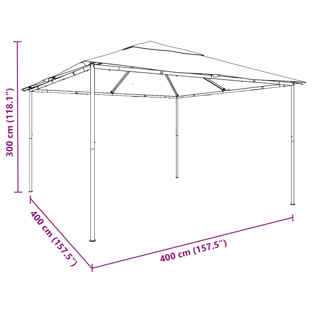 Pavillon 4x4x3 m Weiß 180 g/m²