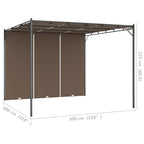 Gartenpavillon mit Seitenvorhang 3x3x2,25 m Taupe
