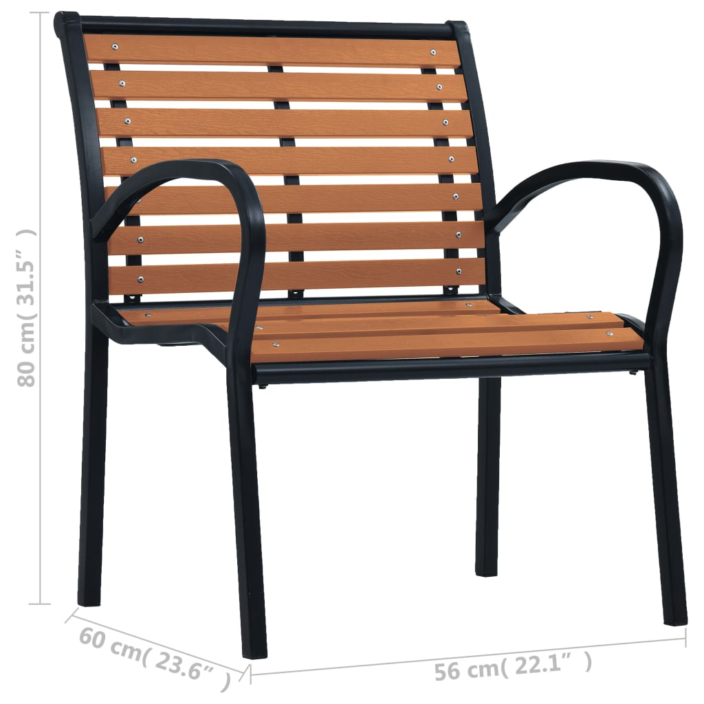 Gartenstühle 2 Stk. Stahl und WPC Schwarz und Braun