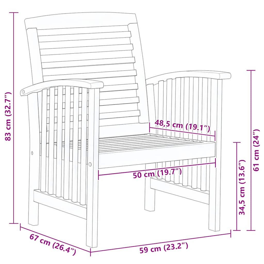 Gartenstühle 2 Stk. Massivholz Akazie