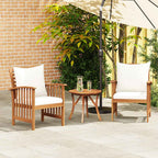 Gartenstühle mit Kissen 2 Stk. Akazie Massivholz