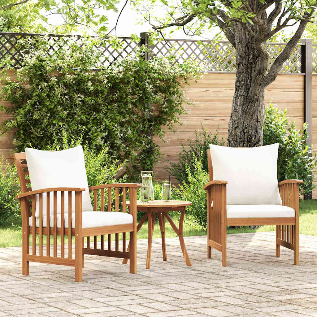 Gartenstühle mit Kissen 2 Stk. Akazie Massivholz
