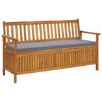 Gartenbank mit Stauraum und Auflage 148 cm Massivholz Akazie