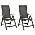 Klappbare Gartenstühle 2 Stk. Textilene und Aluminium Schwarz