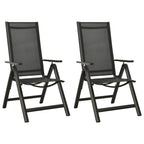 Klappbare Gartenstühle 2 Stk. Textilene und Aluminium Schwarz
