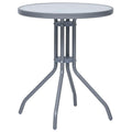 Gartentisch Hellgrau 60 cm Stahl und Glas