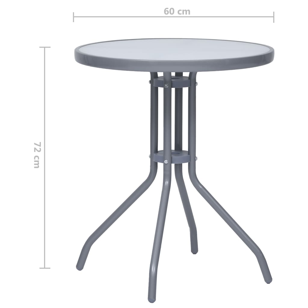 Gartentisch Hellgrau 60 cm Stahl und Glas
