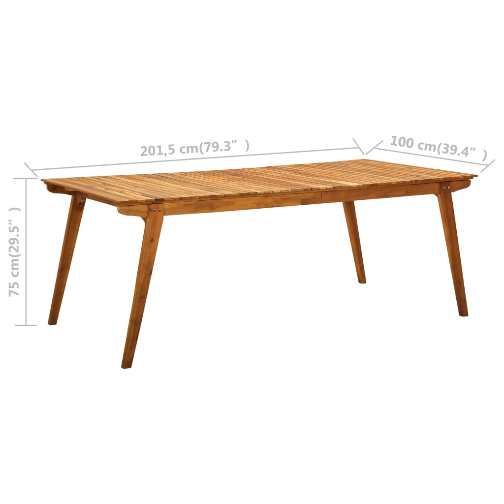 Gartentisch 201,5x100x75 cm Akazie Massivholz
