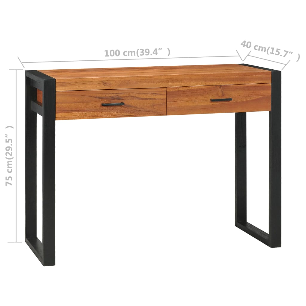Schreibtisch mit 2 Schubladen 100x40x75 cm Teakholz