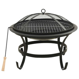 2-in-1 Feuerschale und Grill mit Schürhaken 56x56x49 cm Stahl