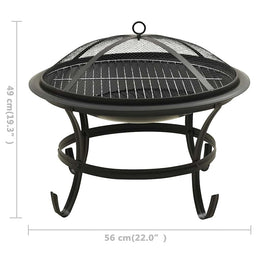 2-in-1 Feuerschale und Grill mit Schürhaken 56x56x49 cm Stahl