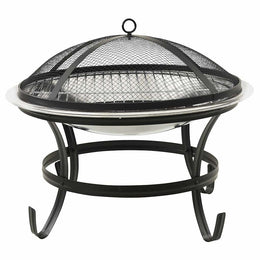 2in1 Feuerschale und Grill mit Schürhaken 56x56x49 cm Edelstahl