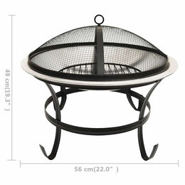 2in1 Feuerschale und Grill mit Schürhaken 56x56x49 cm Edelstahl