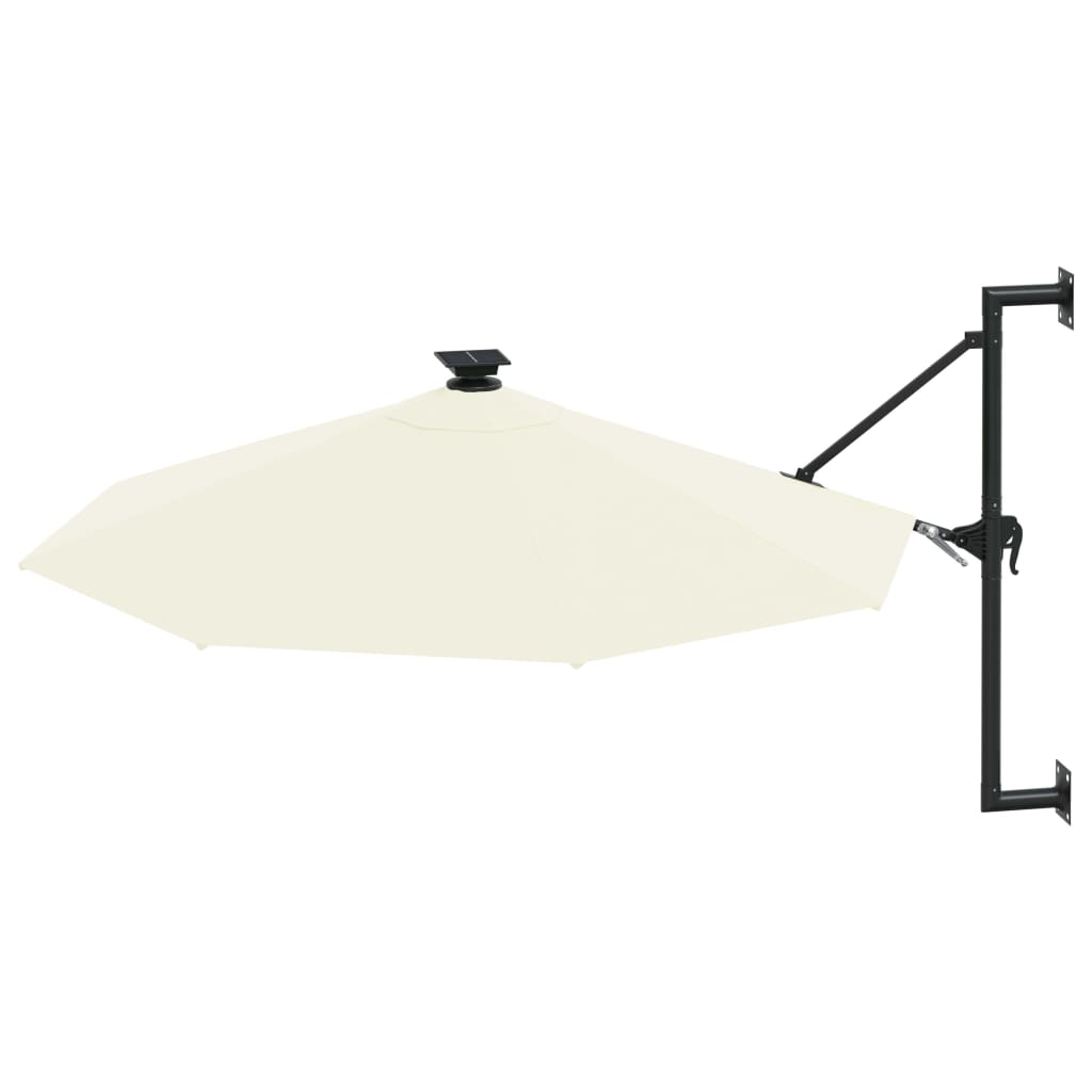Sonnenschirm zur Wandmontage mit LEDs 300 cm Sandweiß
