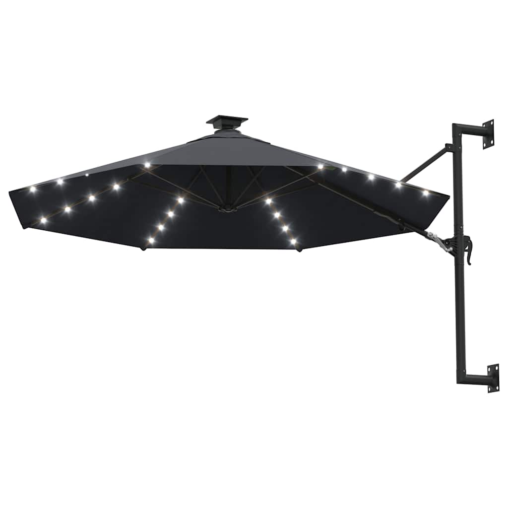 Sonnenschirm zur Wandmontage mit LEDs 300 cm Anthrazit