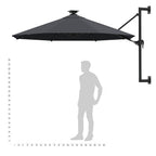 Sonnenschirm zur Wandmontage mit LEDs 300 cm Anthrazit