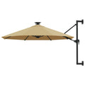 Sonnenschirm zur Wandmontage mit LEDs 300 cm Taupe