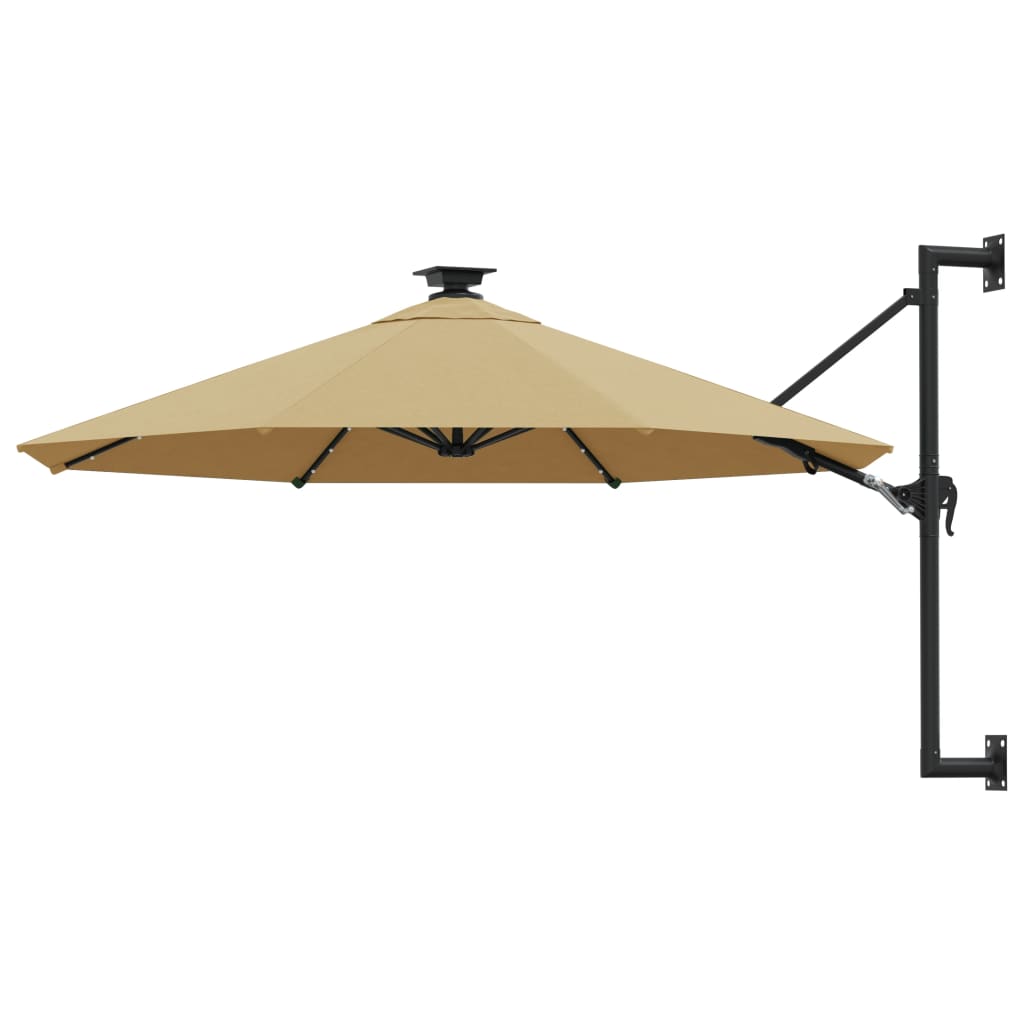 Sonnenschirm zur Wandmontage mit LEDs 300 cm Taupe
