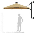 Sonnenschirm zur Wandmontage mit LEDs 300 cm Taupe