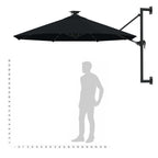 Sonnenschirm zur Wandmontage mit LEDs 300 cm Schwarz