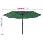 Sonnenschirm mit LED-Beleuchtung 400 cm Grün