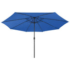 Sonnenschirm mit LED-Beleuchtung 400 cm Azurblau