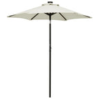 Sonnenschirm mit LED-Beleuchtung Sandweiß 200x211 cm Alu