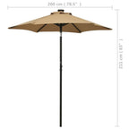 Sonnenschirm mit LED-Beleuchtung Taupe 200x211 cm Alu
