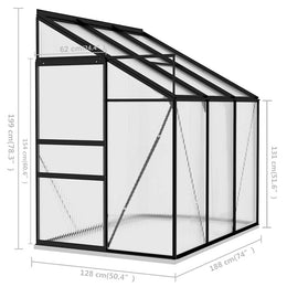 vidaXL Anlehngewächshaus Anthrazit Aluminium 3,97 m³