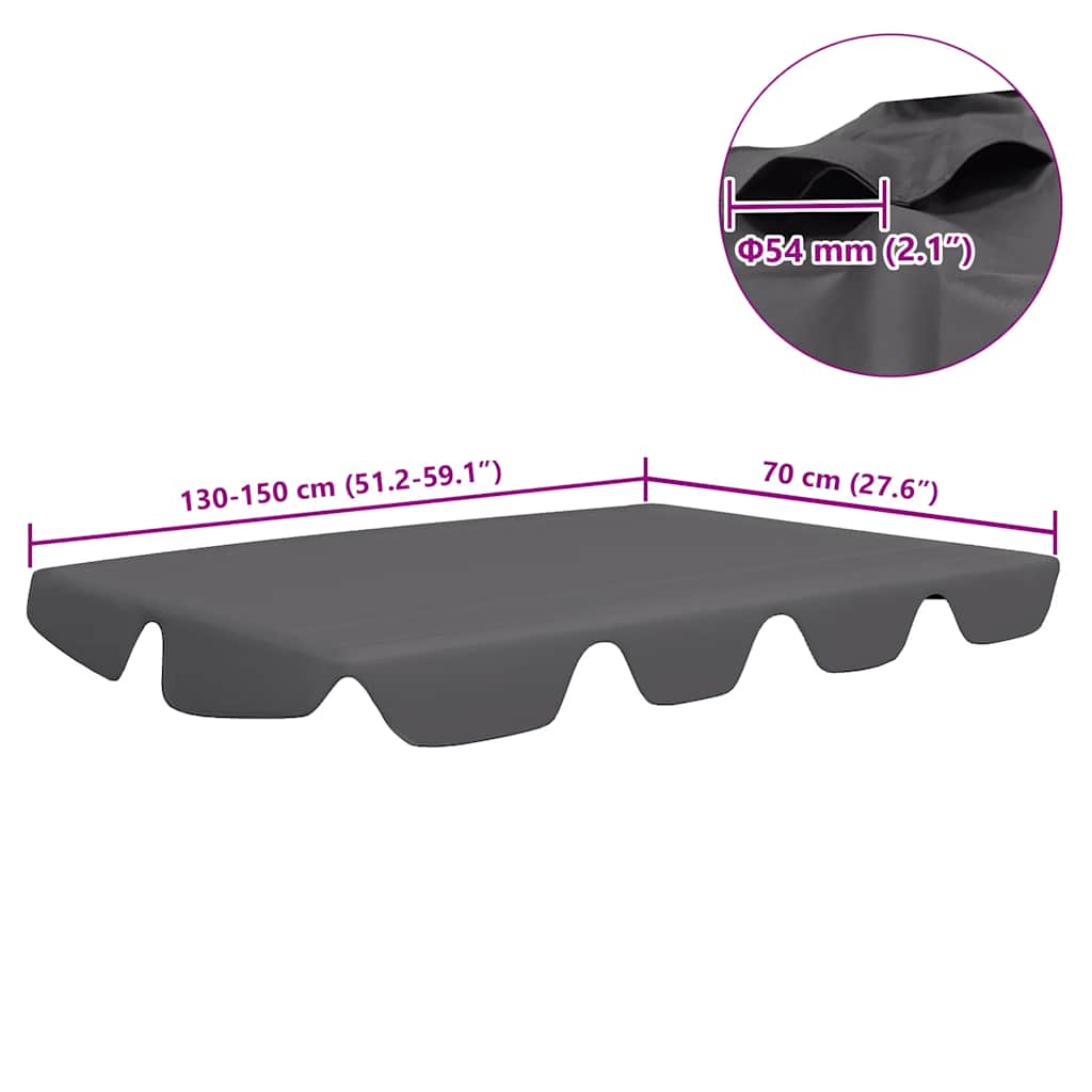 Ersatzdach für Hollywoodschaukel Anthrazit 150/130x105/70 cm