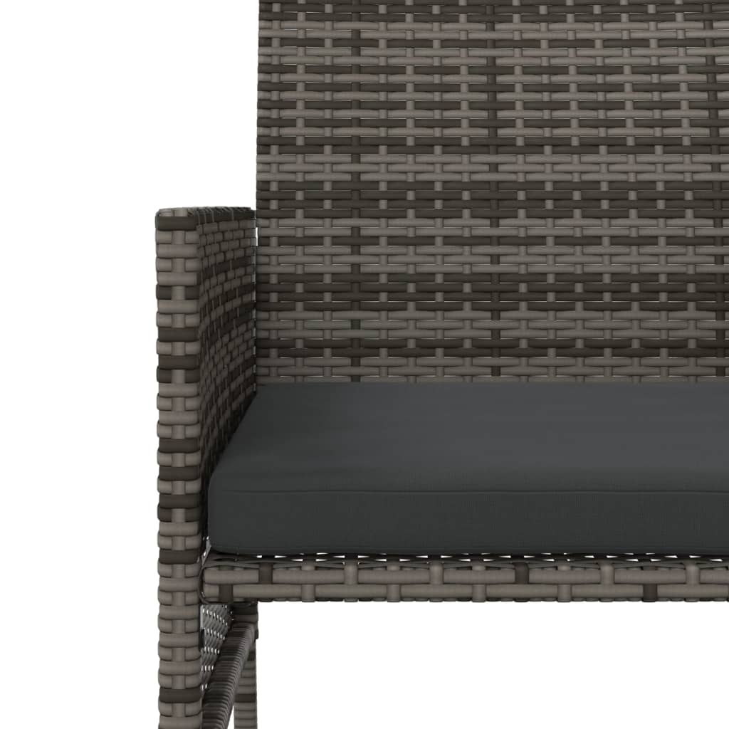 2-Sitzer-Gartensofa mit Teetisch und Hocker Poly Rattan Grau