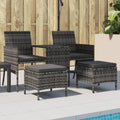 2-Sitzer-Gartensofa mit Teetisch und Hocker Poly Rattan Grau
