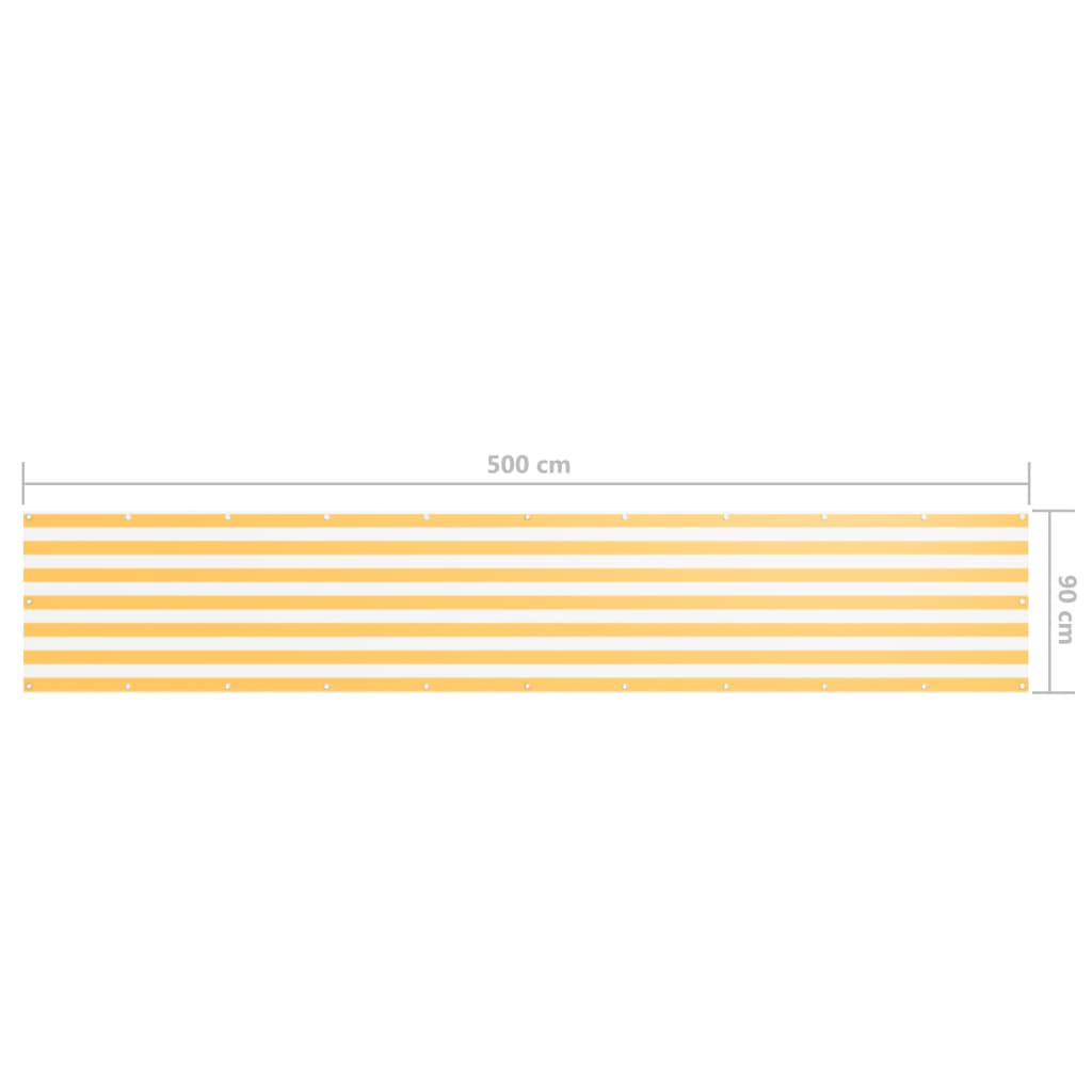 Balkon-Sichtschutz Weiß und Gelb 90x500 cm Oxford-Gewebe