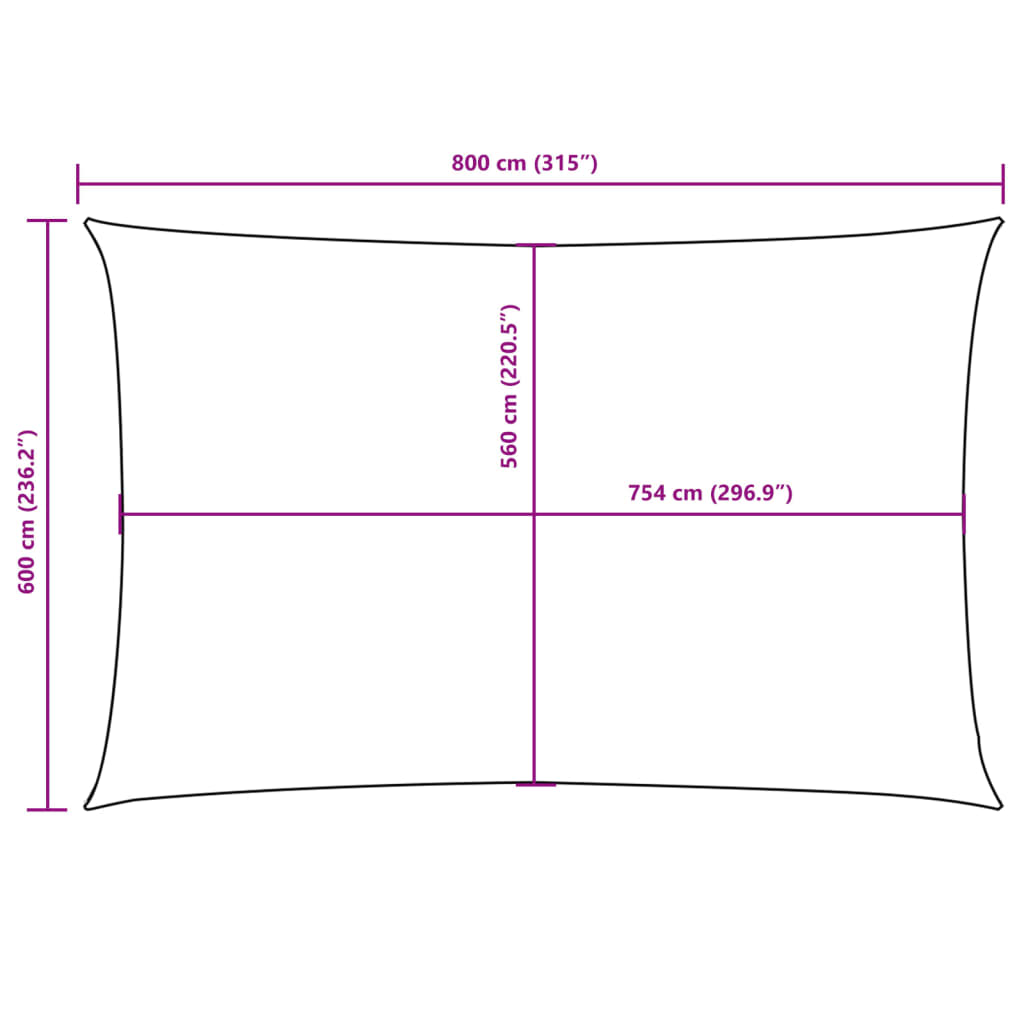Sonnensegel Oxford-Gewebe Rechteckig 6x8 m Beige
