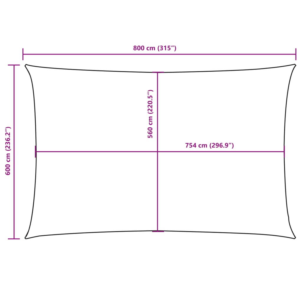Sonnensegel Oxford-Gewebe Rechteckig 6x8 m Weiß