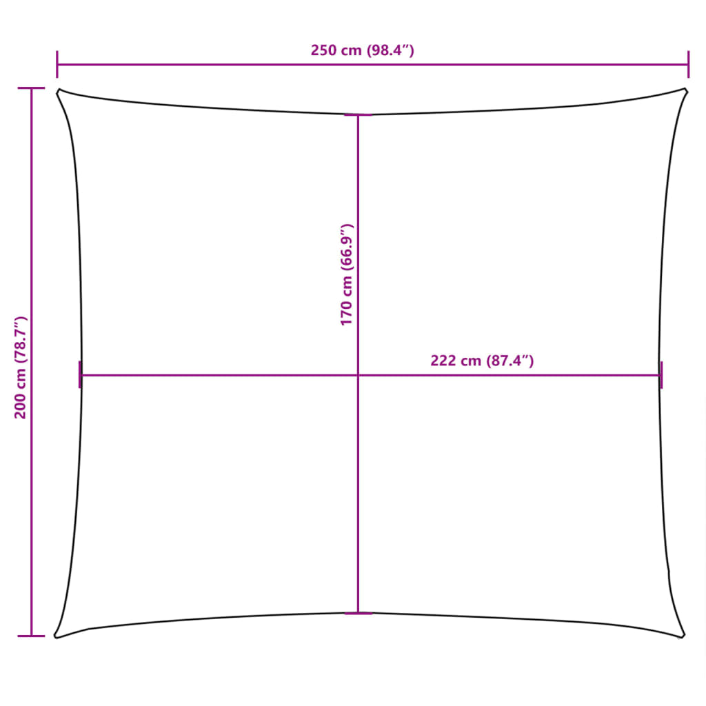 Sonnensegel Oxford-Gewebe Rechteckig 2x2,5 m Gelb